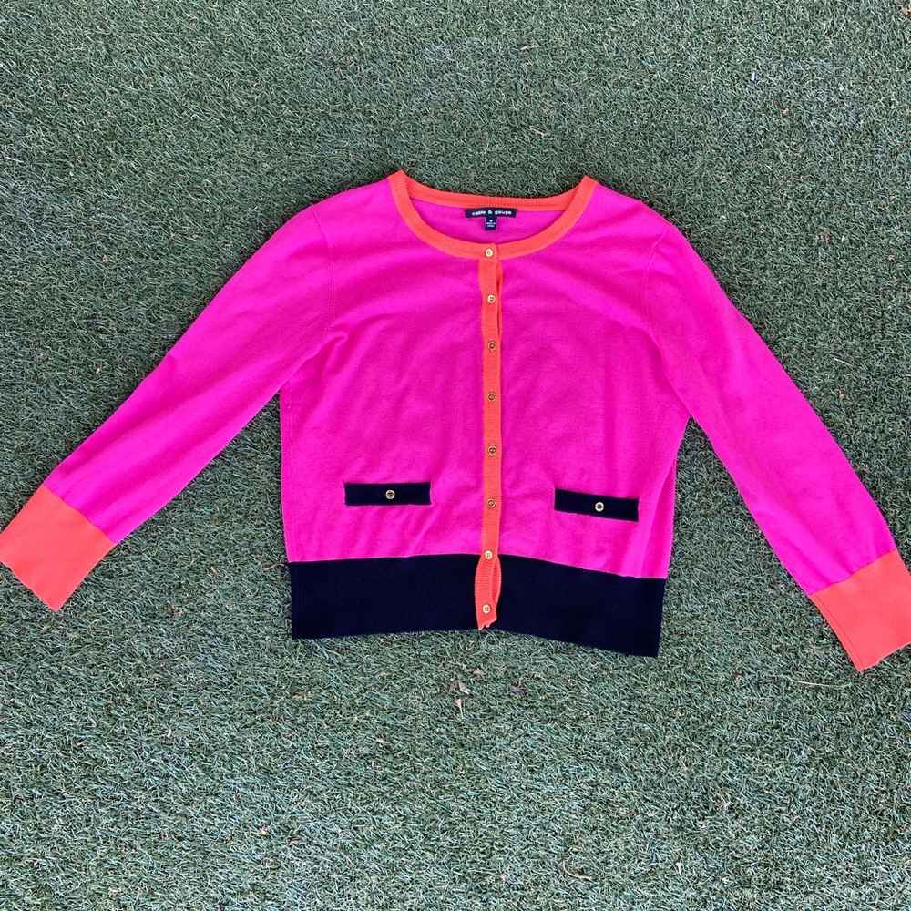 Hot pink cardigan 60s inspired